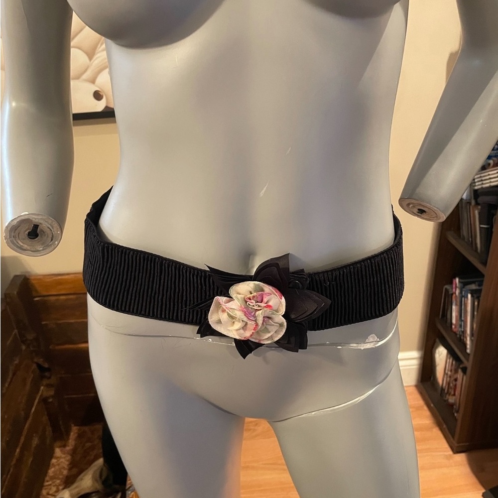 Pink and Black Floral Elastic Belt Accessory❤️S